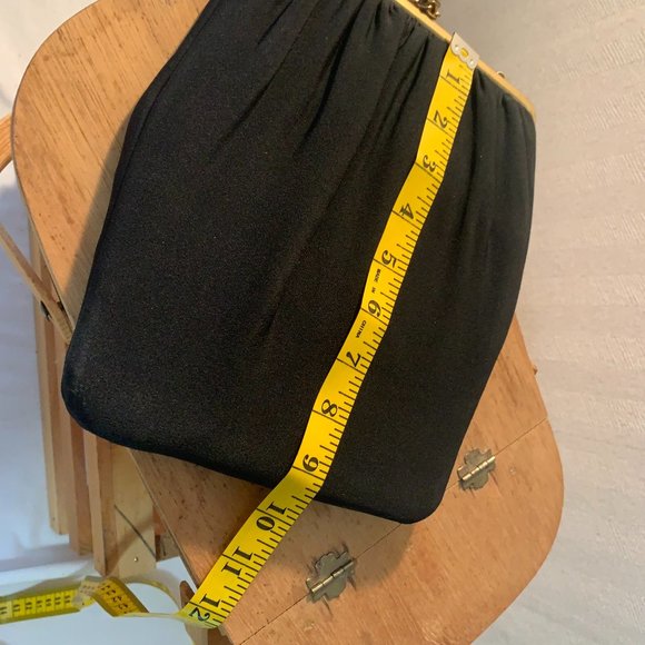 Vintage Henry Levine Black Evening Bag With Attached Coin Purse - Picture 10 of 13